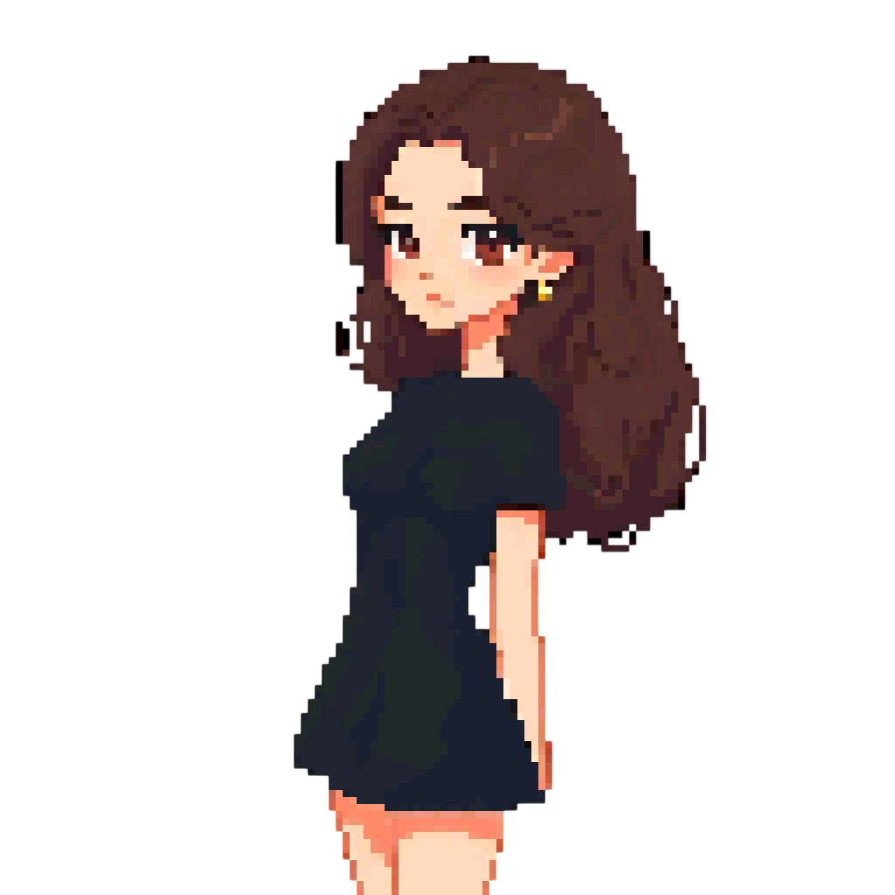 Anime girl drawn in pixel art
